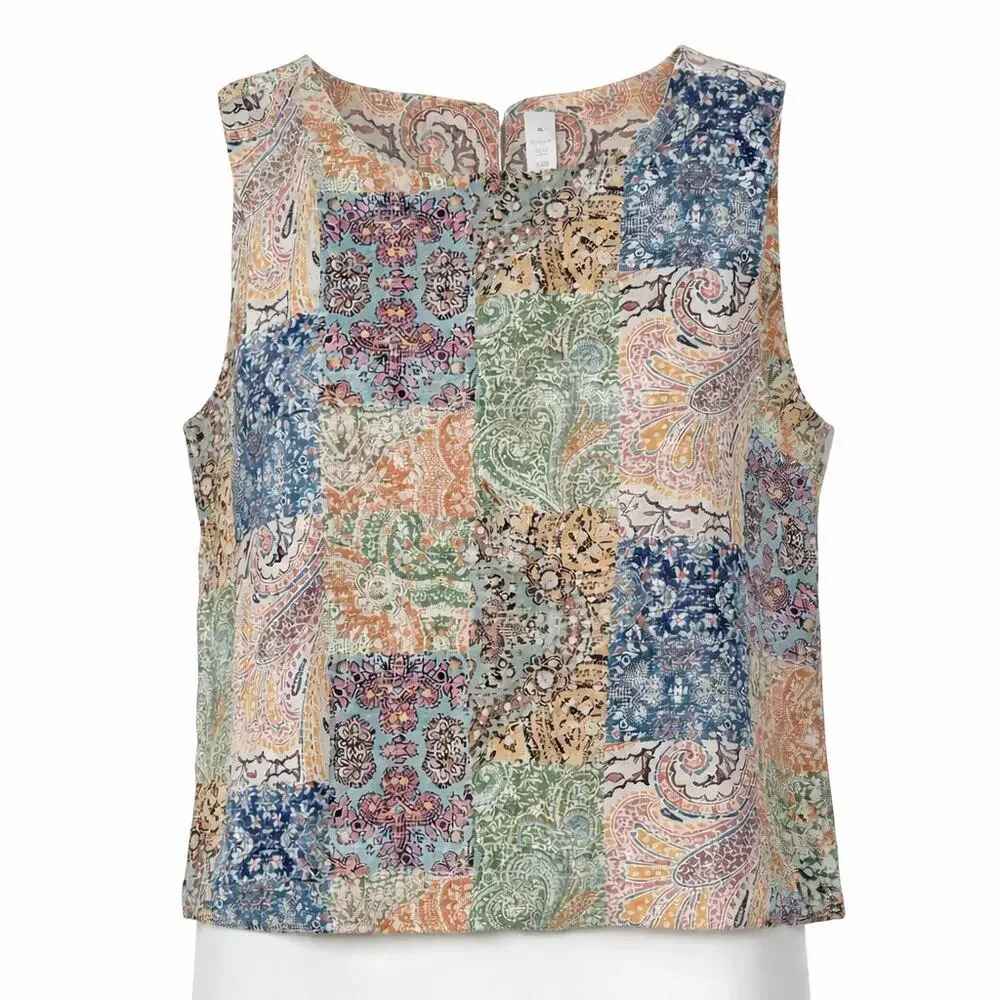 Linen Reversible Tank Top | XL | NWT Resort-2 in 1 blouse - Picture 15 of 16